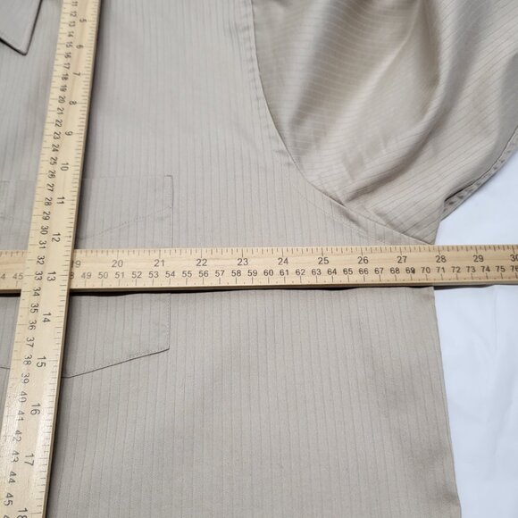 Arrow Mens Dress Shirt Satin Twill XXL 18.5 36/37 Button Up Long Sleeve Beige - Picture 13 of 15
